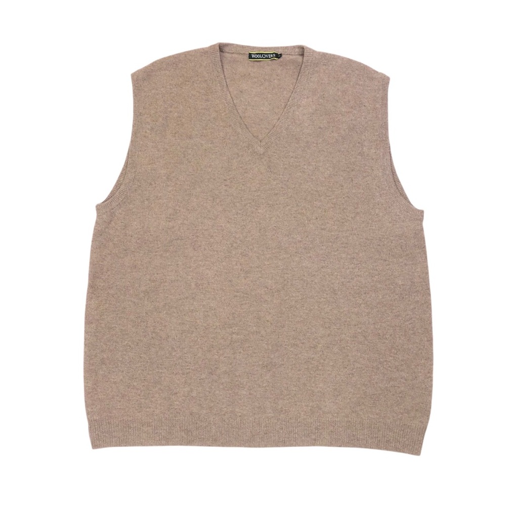 Woolovers Men's V-Neck Wool Sweater Vest Size XXL Oatmeal